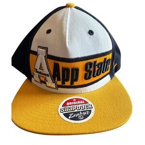 Appalachian State Snapback Mountaineers Flat Bill Hat Black White Yellow Zephyr